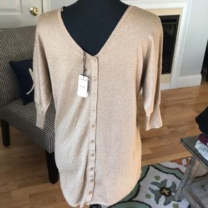 NWT Express Shimmer Gold 3/4 length sweater